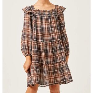 HAYDEN Girl Plaid Smocked Long Sleeve Dress